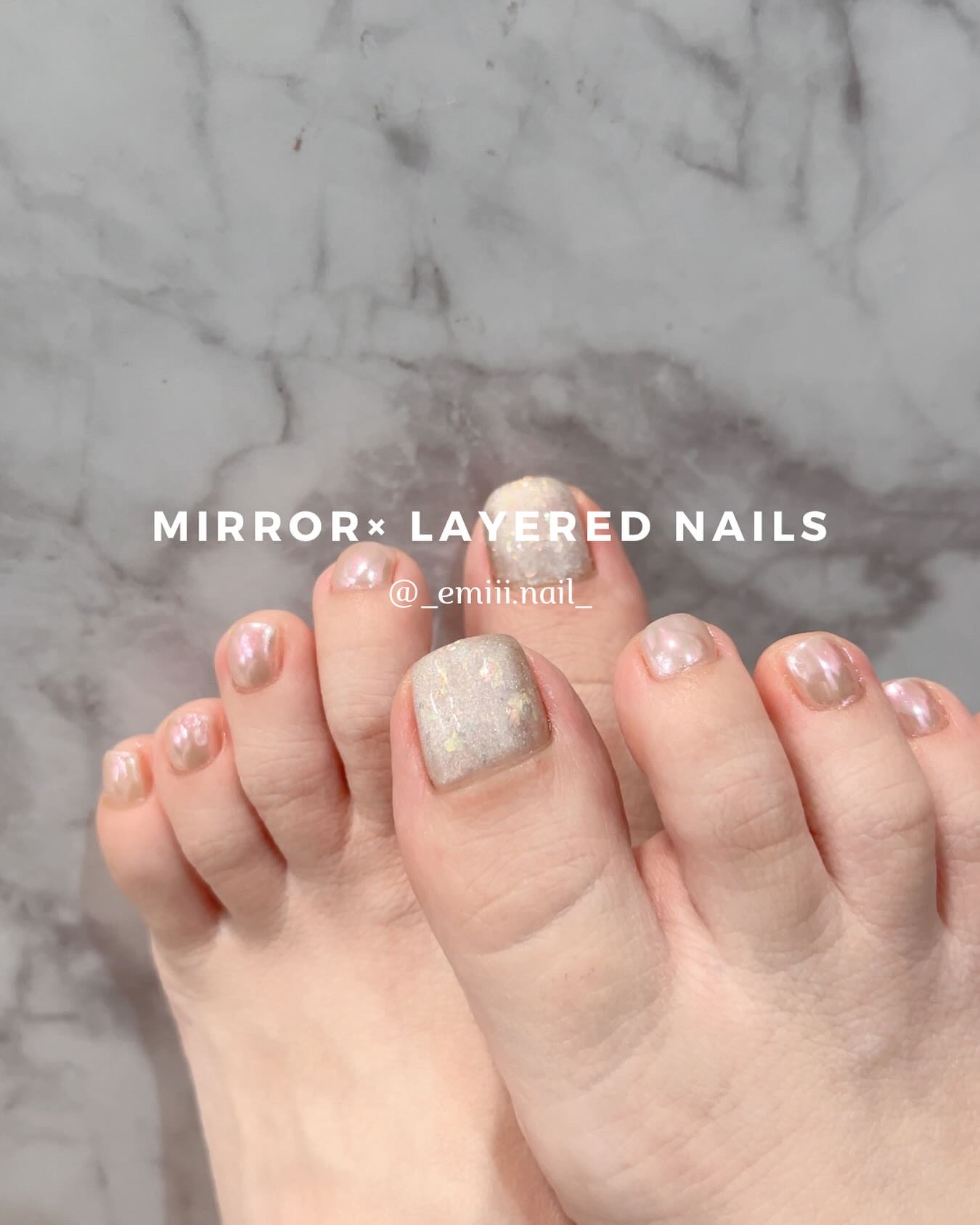 #セルフネイル,#myネイル,#フレークネイル,#ミラーネイル,#レイヤードネイルのネイルデザイン