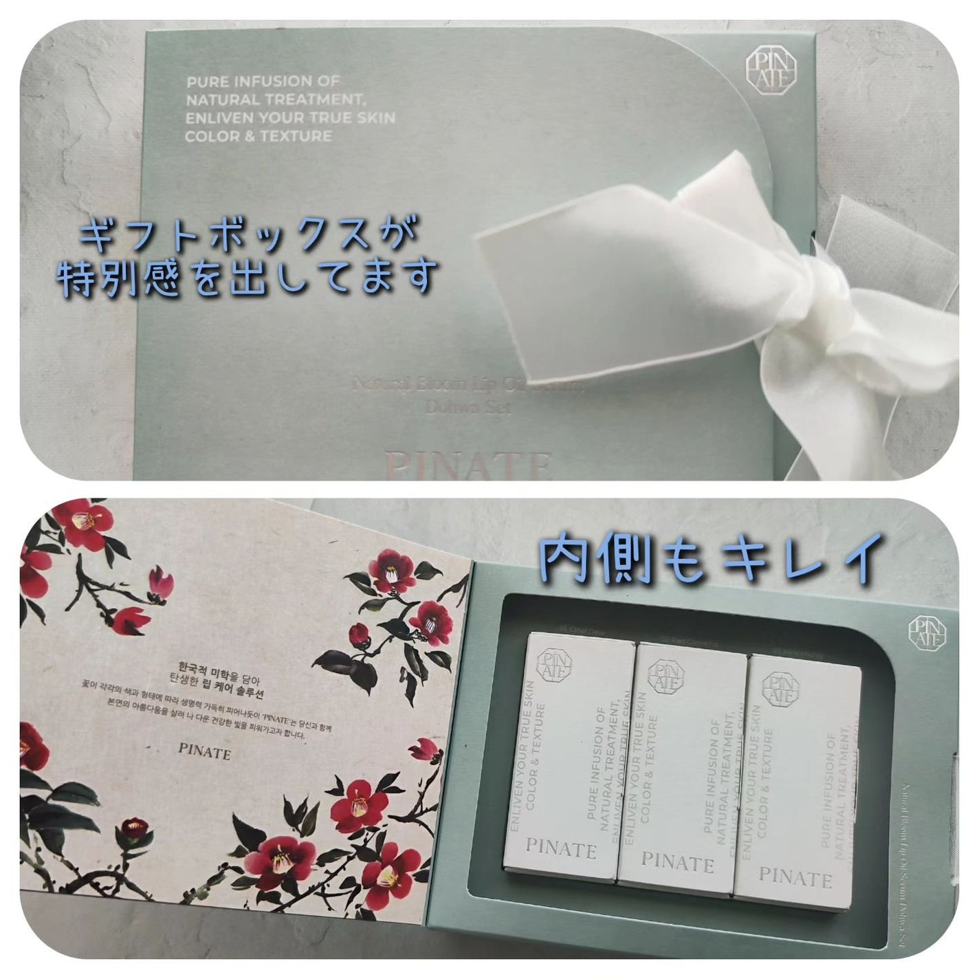 ナチュラルブルームリップオイルセラム 3色セット/PINATE/リップグロスを使ったクチコミ(4枚目)