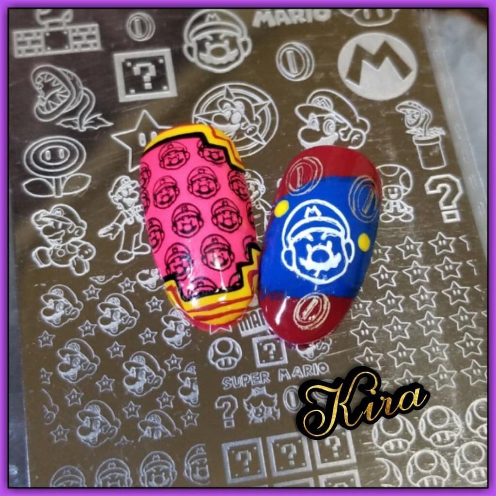 #ネイル,#ジェルネイル,#スーパーマリオネイル,#スーパーマリオネイル,#マリオネイル,#スタンピングネイル,#個性的ネイル,#個性派ネイルのネイルデザイン