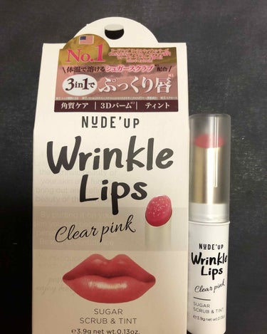 NUDE'UP  Wrinkle Lips クリアピンク
新発売(2/20発売だったかな)です！

ロフトにて購入。
スクラブで角質ケアできて、ティントカラーという一石二鳥なリップです💓
お値段は税抜￥