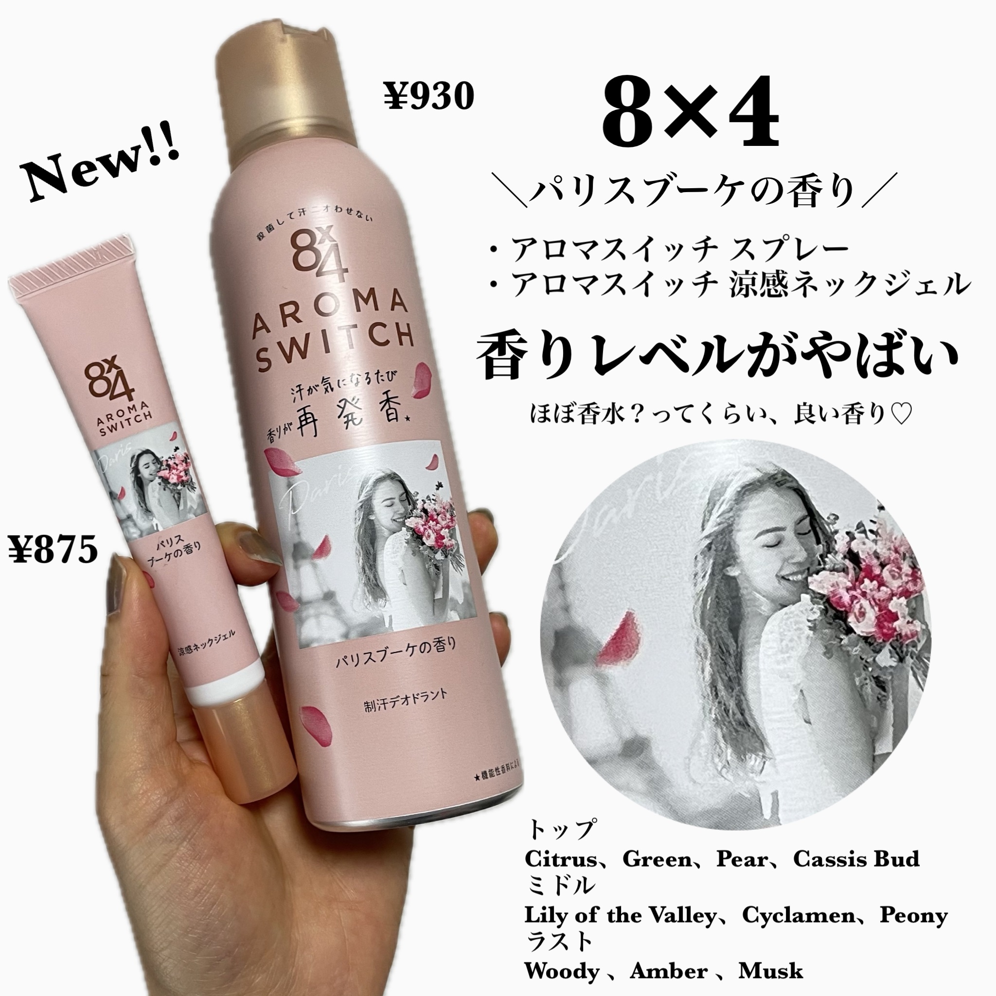 8x4 アロマスイッチ スプレー パリスブーケの香り/８ｘ４/デオドラント・制汗剤を使ったクチコミ（2枚目）