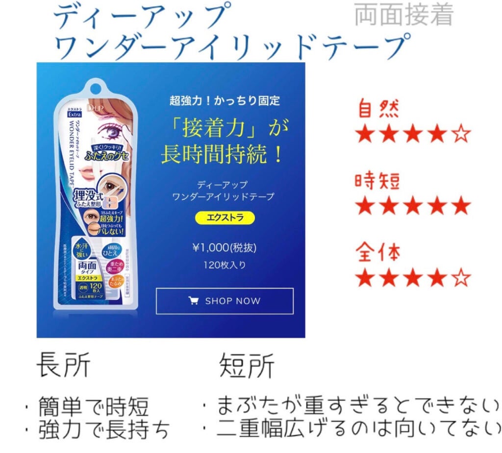 ワンダーアイリッドテープ Extra/D-UP/二重まぶた用アイテムを使ったクチコミ(5枚目)