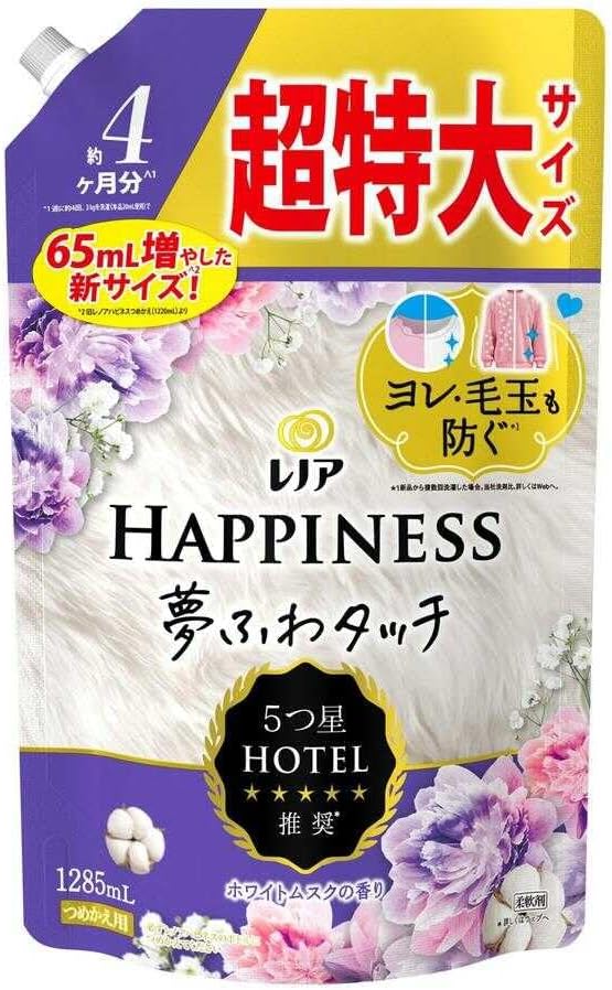 レノアハピネス夢ふわタッチ ホワイトムスク 詰替超特大（1285ml）