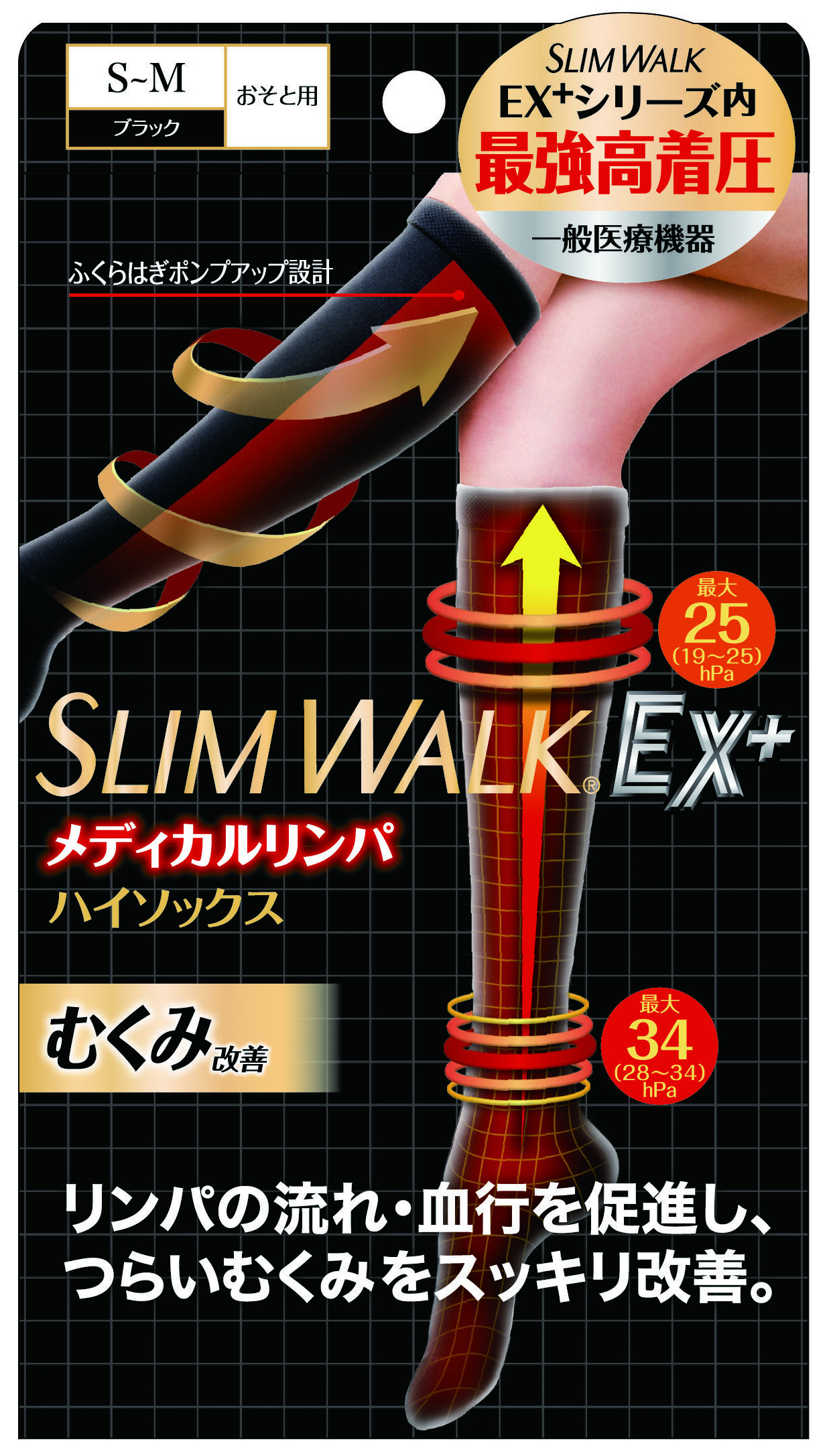 スリムウォーク メディカルリンパハイソックス S～M