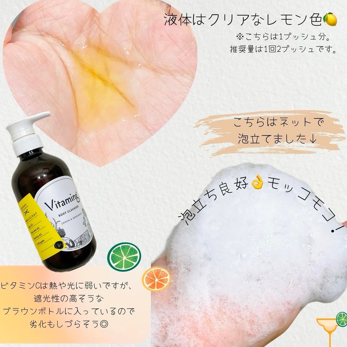 リフレッシングボディソープ(レモン&ベルガモットの香り)/Vitaming/ボディソープを使ったクチコミ(2枚目)