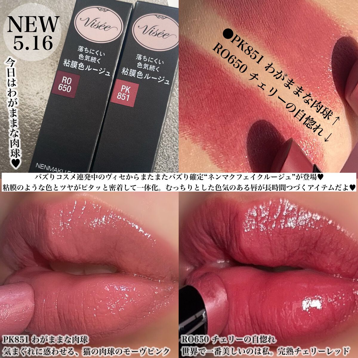 ネンマクフェイク ルージュ/Visée/口紅を使ったクチコミ(3枚目)
