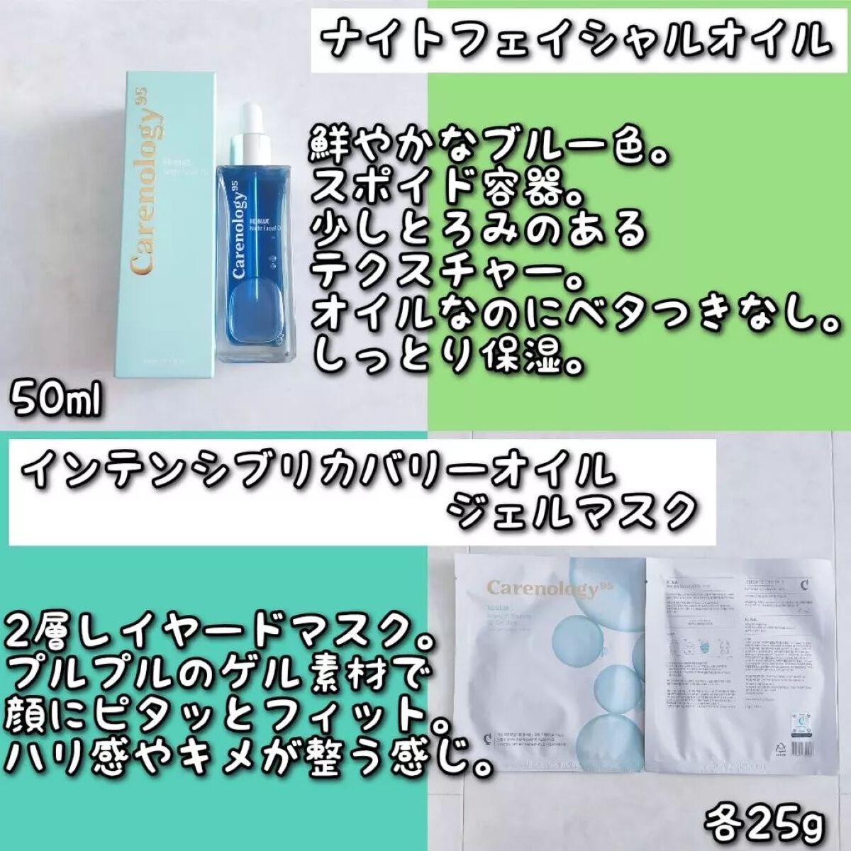 リブルーナイトフェイシャルオイル/Carenology95/美容液を使ったクチコミ（2枚目）