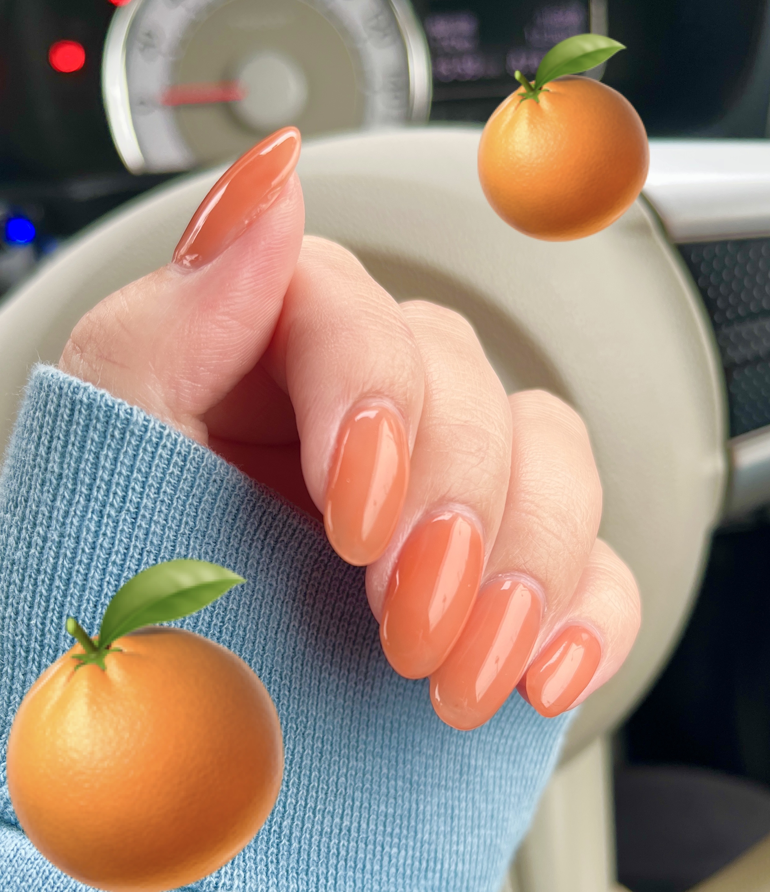 #セルフネイル,#ワンカラーネイル,#オレンジネイルのネイルデザイン