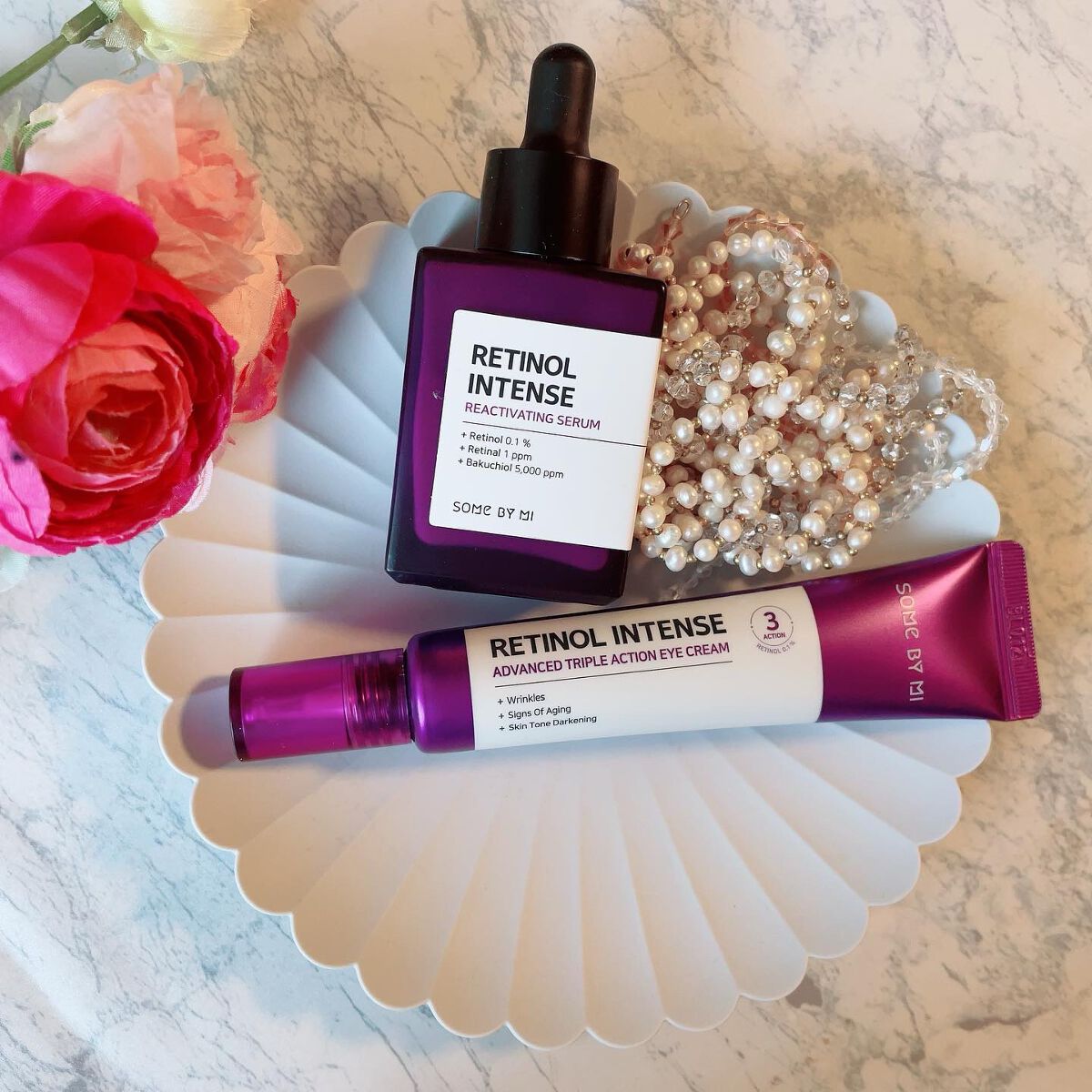 ✿

サムバイミー
レチノールアイクリーム✰⋆
レチノールセラム✰⋆
.
肌がレチノール成分に適応するよう
最初はほんの少量を使用とのことで
1~2週目：1日1回
就寝前にのみ少量を使用✰⋆
3週目：肌に適応してきたら
使用回数と使用量を少