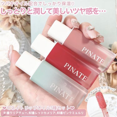 ナチュラルブルームリップオイルセラム 3色セット/PINATE/リップグロスを使ったクチコミ（2枚目）