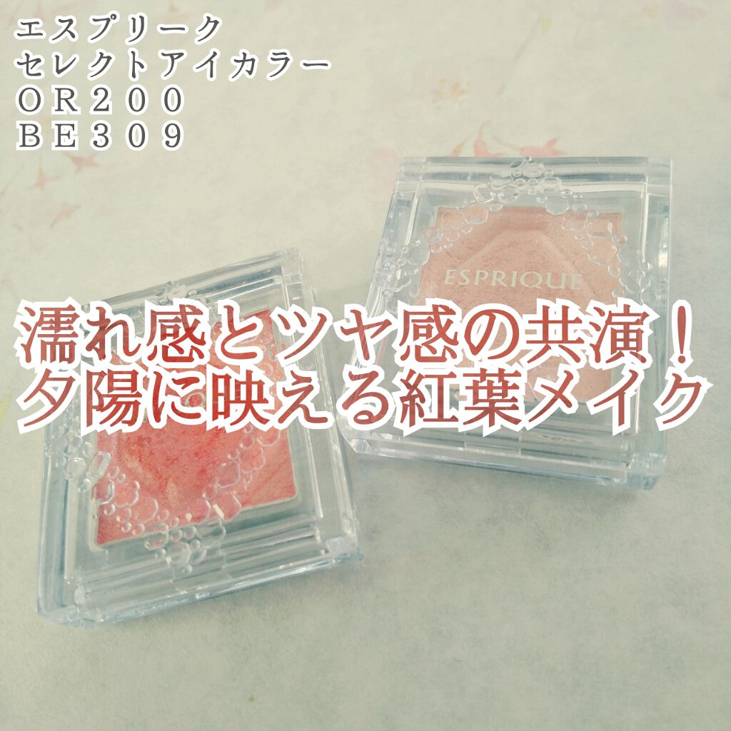 △中身、スウォッチ画像あります

単色アイシャドウ何かおすすめある？と言われたら、これを提案します❢笑
もちのよさと落としやすさを両立した、コスパ抜群のアイテムです🤩

○エスプリーク　セレクトアイカラー
　OR200/BE309

●テ