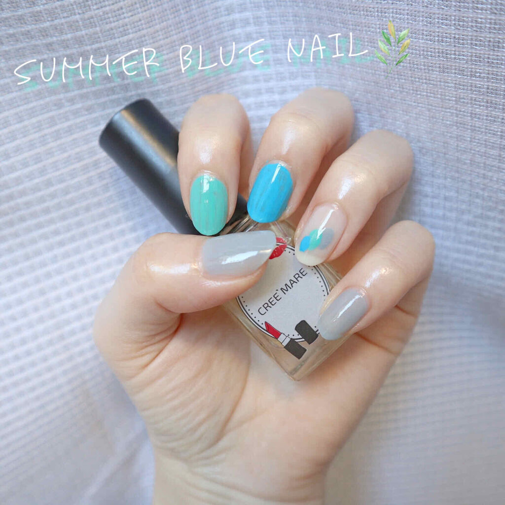 #キャンメイクdeバズらせネイル,#セルフネイル,#夏ネイル,#ブルーネイルのネイルデザイン