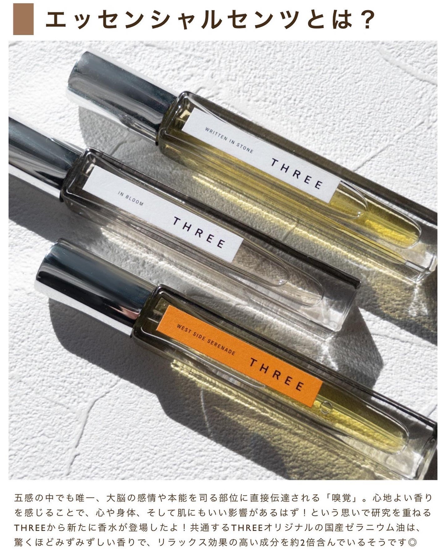 THREE エッセンシャルセンツ 00 WRITTEN IN STONE/THREE/香水(レディース)を使ったクチコミ(3枚目)
