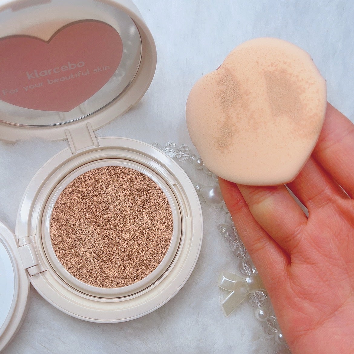ハートシカクッション/klarcebo/クッションファンデーションを使ったクチコミ(4枚目)