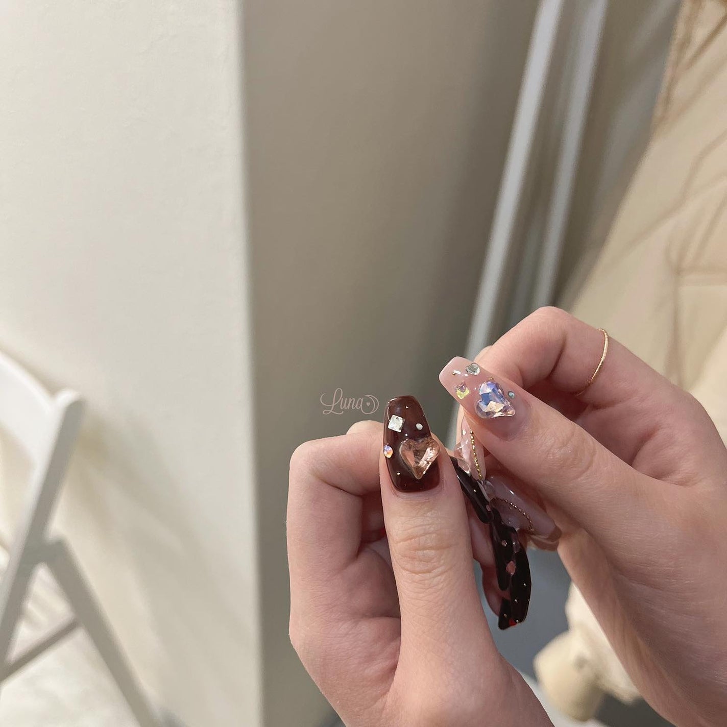 Iuna. Mizuki on LIPS 「.mynail🤎💝#nail#nailstagram#geln..」(2枚目)