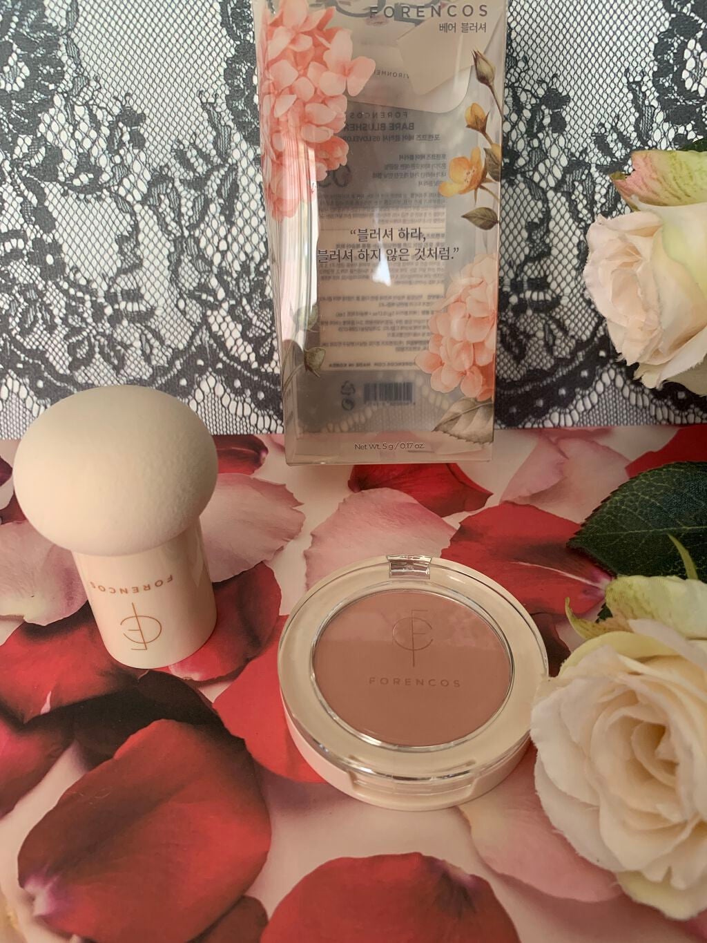 ベアブラッシャー パフ付き/フォレンコス/パウダーチークを使ったクチコミ(2枚目)