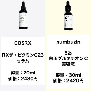 COSRX RXザ・ビタミンC23セラムのクチコミ「韓国ビタミン美容液　比較
────────────
【COSRX】
RXザ・ビタミンC23セ.....」（2枚目）