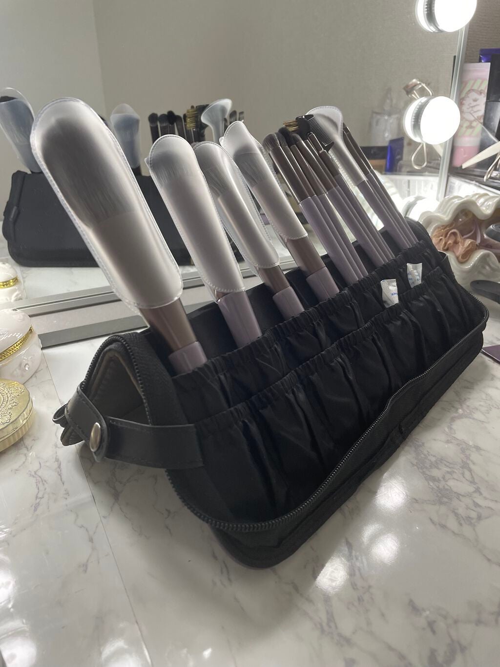 貴族のゴールド メイクブラシ11本セット 化粧ポーチ付き/SIXPLUS/メイクブラシを使ったクチコミ(4枚目)