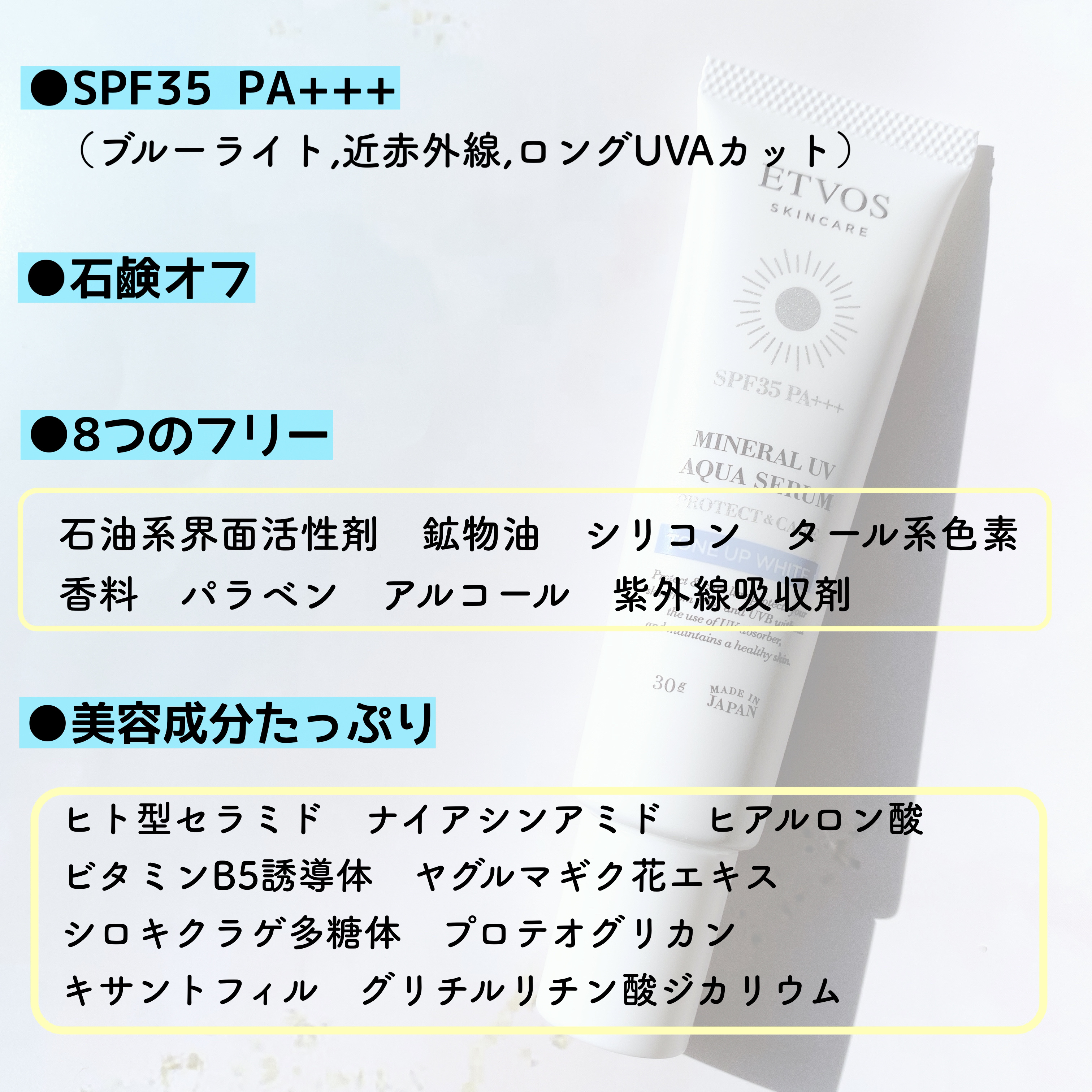 ミネラルUVアクアセラム/エトヴォス/美容液を使ったクチコミ（3枚目）