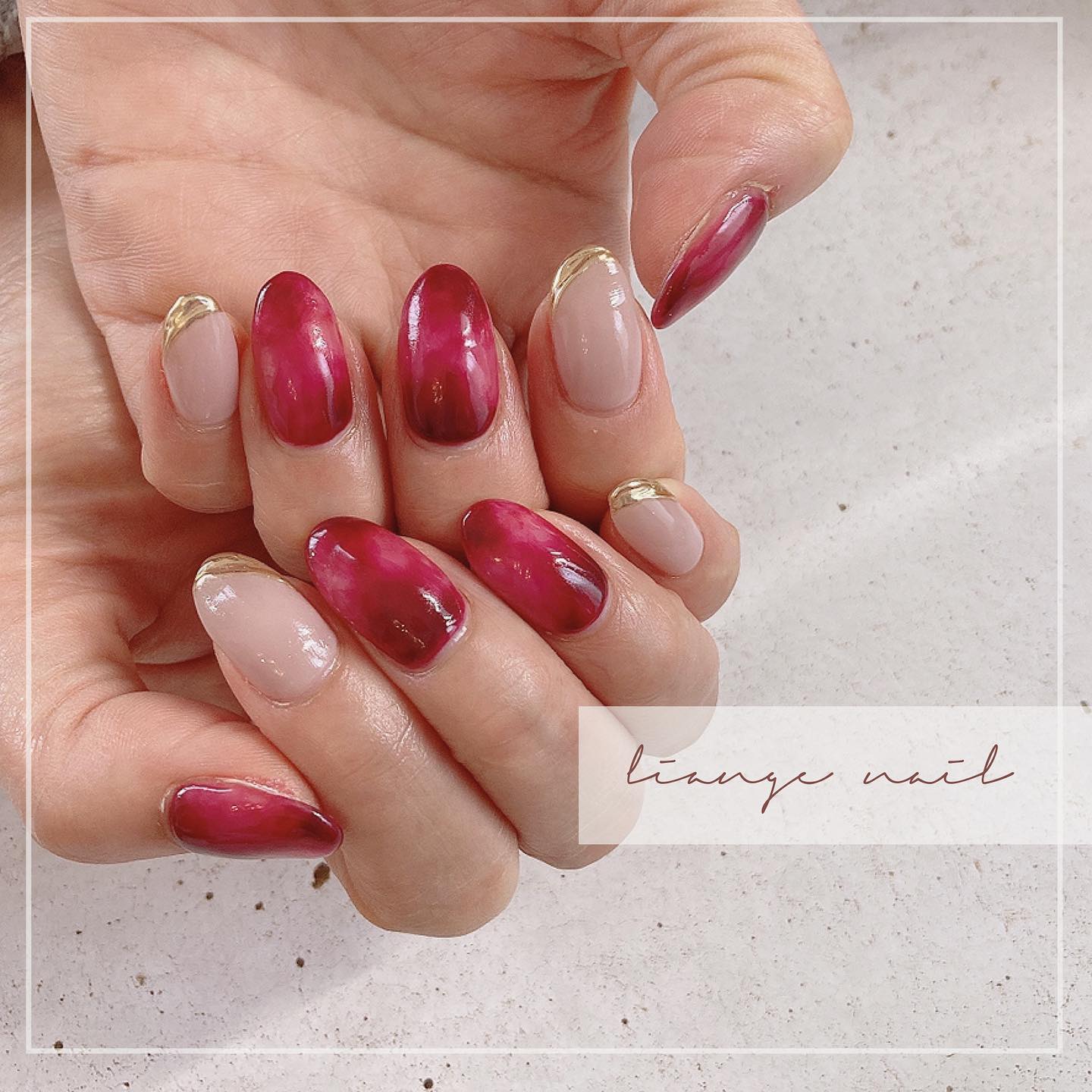 #リアンジェネイル,#柏ネイル,#ネイル,#べっこうネイル,#赤べっ甲ネイル,#秋ネイルのネイルデザイン