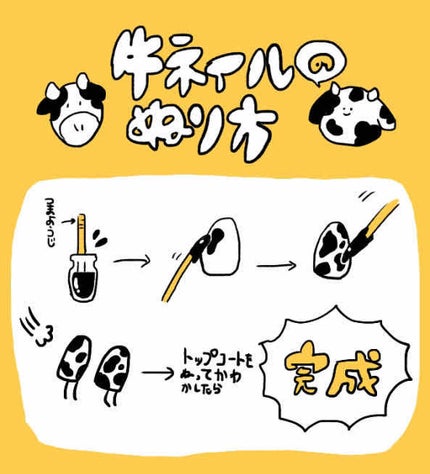 MAJOLICA MAJORCA ガラスドロップジェルコートのクチコミ「今トレンドの牛柄ネイル🐮🤍難しそうに見えてつまようじだけでめちゃくちゃ簡単にできるよ!
🐮.....」(3枚目)