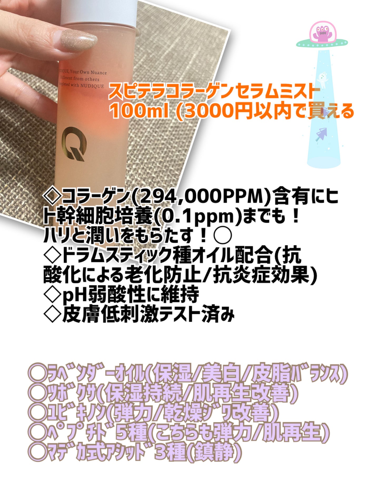 スピテラコラーゲンセラムミスト/NUDIQUE/ミスト状化粧水を使ったクチコミ(2枚目)