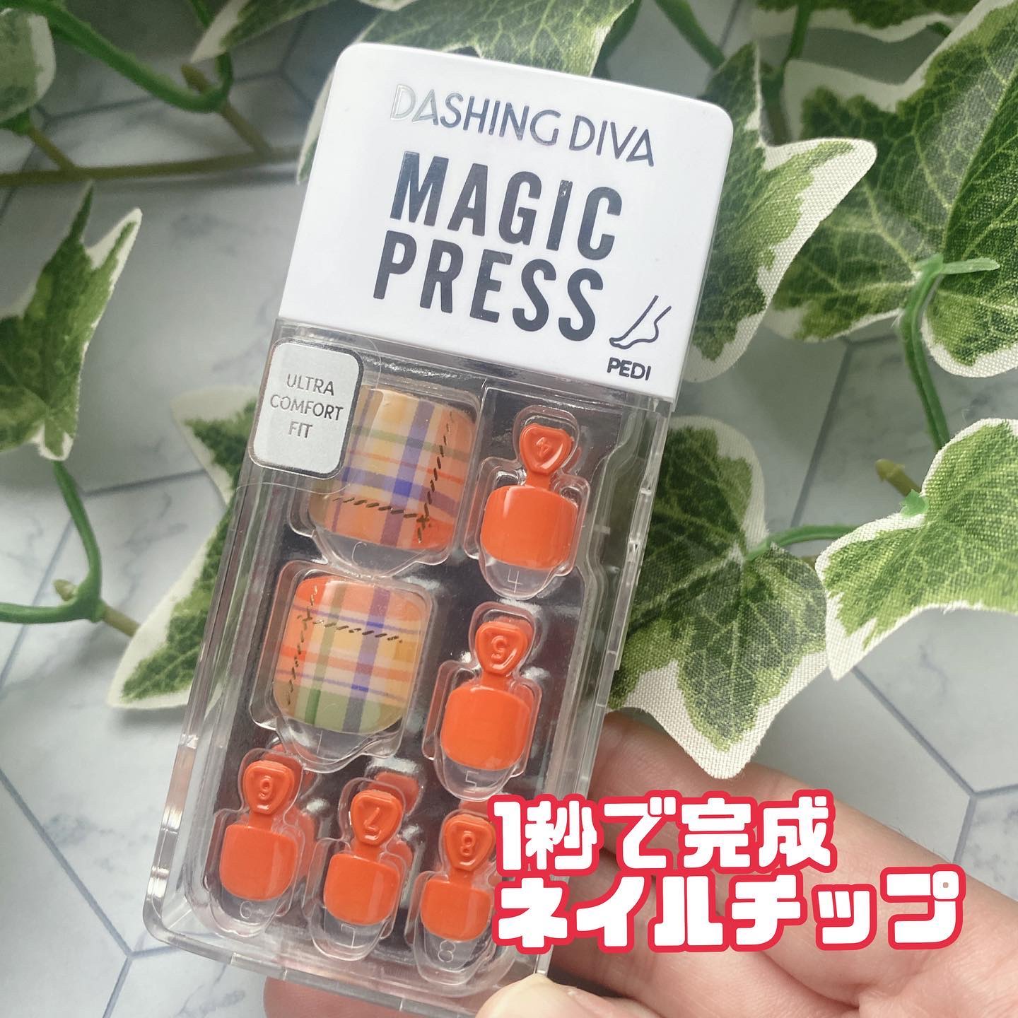 MAGIC PRESS FOOT Orange Plaid/DASHINGDIVA MAGICPRESS/ネイルシールを使ったクチコミ（1枚目）