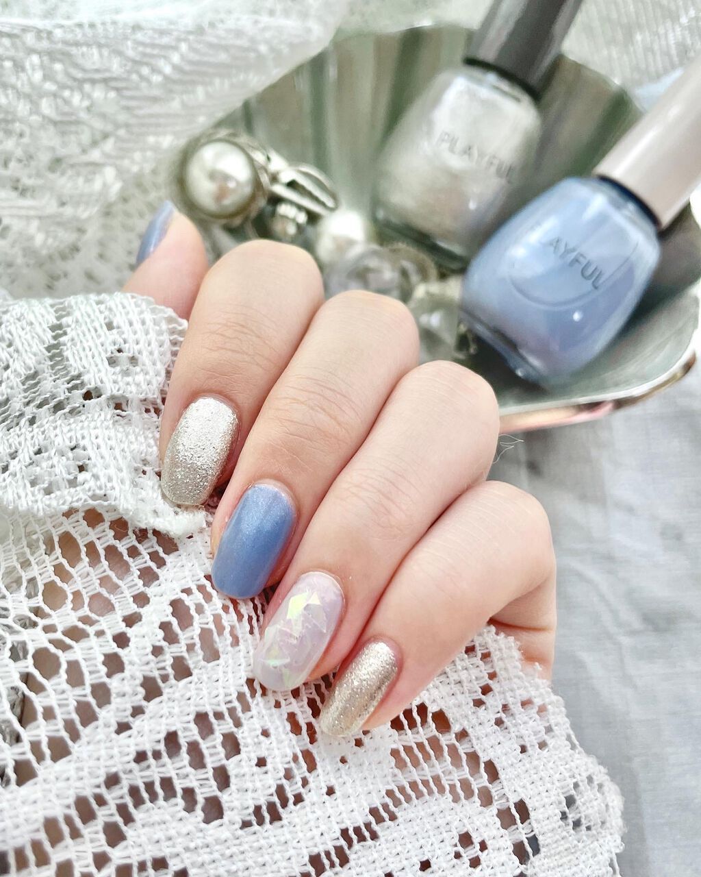 プレイフル アップデートネイル pun-14 スパークルシルバー/PLAYFUL/オールインワンネイルを使ったクチコミ（1枚目）