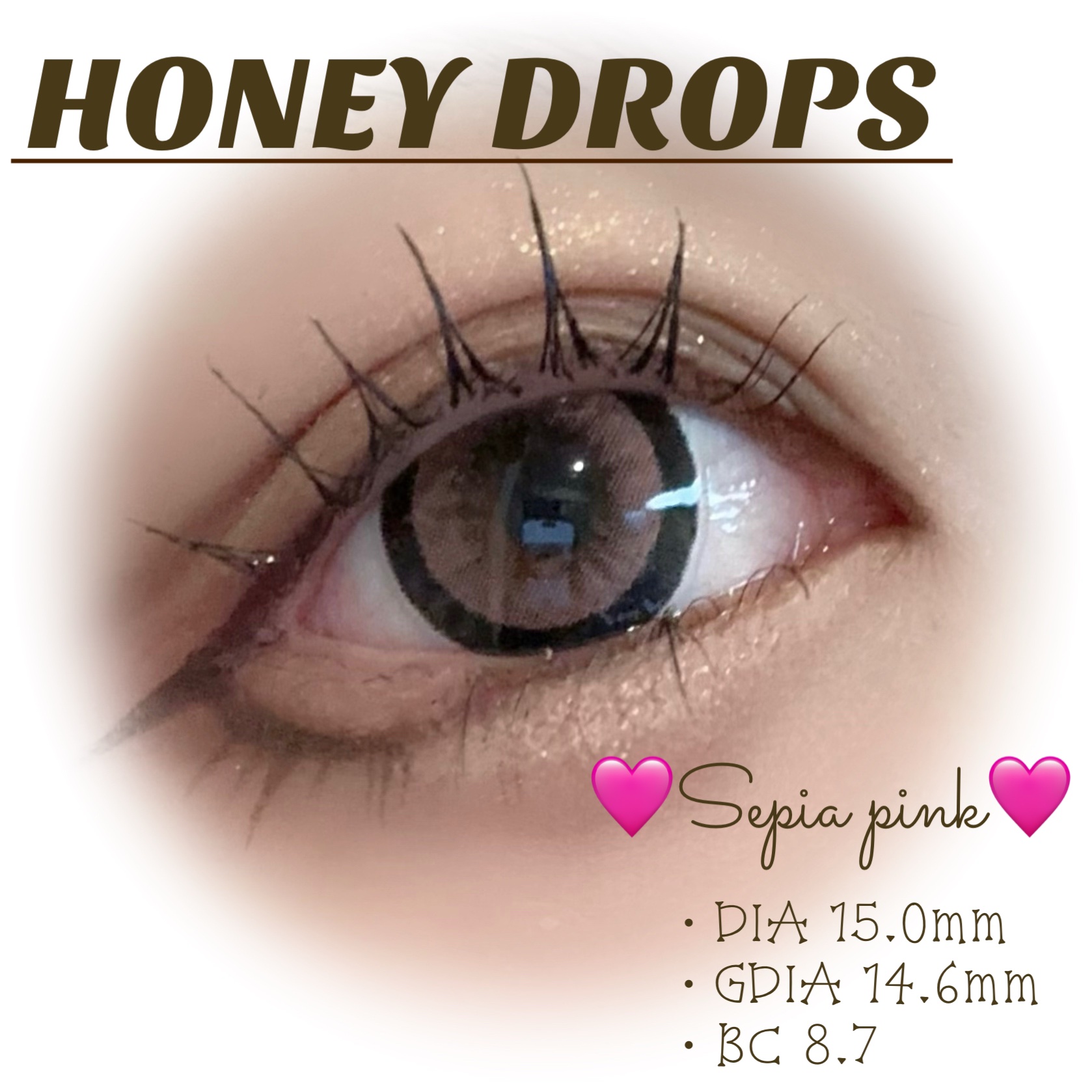 HoneyDrops 1day 15.0mm セピアピンク/HONEY DROPS/ワンデー（１DAY）カラコンを使ったクチコミ（2枚目）