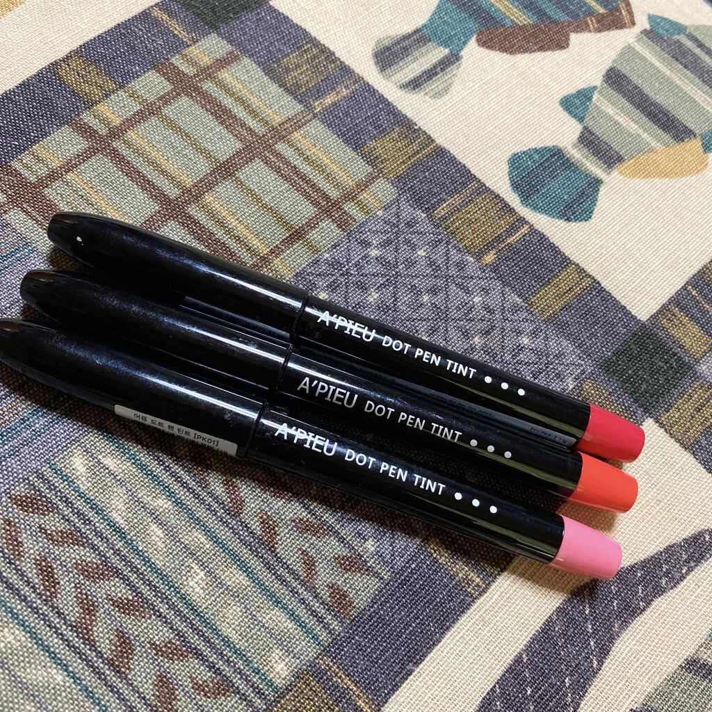 A’pieu ドットペンティントのクチコミ「オピュDティントしりーず！
持っているのはRD.PK.CRです！
輪郭から描きやすいのと、色持.....」（1枚目）