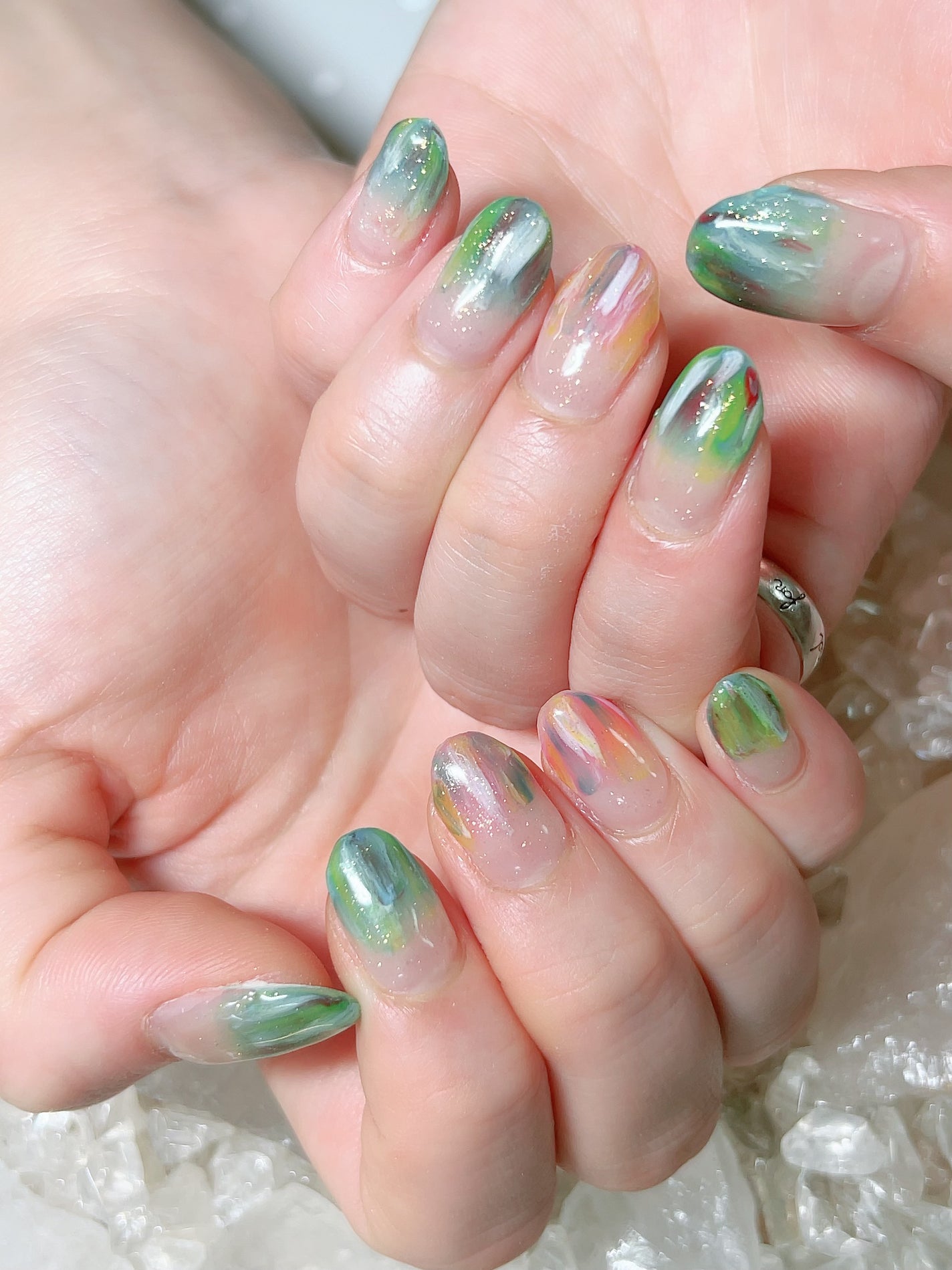 バブ美 on LIPS 「#ジェルネイル#夏ネイル#ブルーネイル#グリーンネイル#ネイリ..」(1枚目)