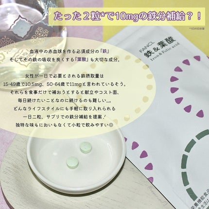 鉄&葉酸/ファンケル/健康サプリメントを使ったクチコミ(2枚目)