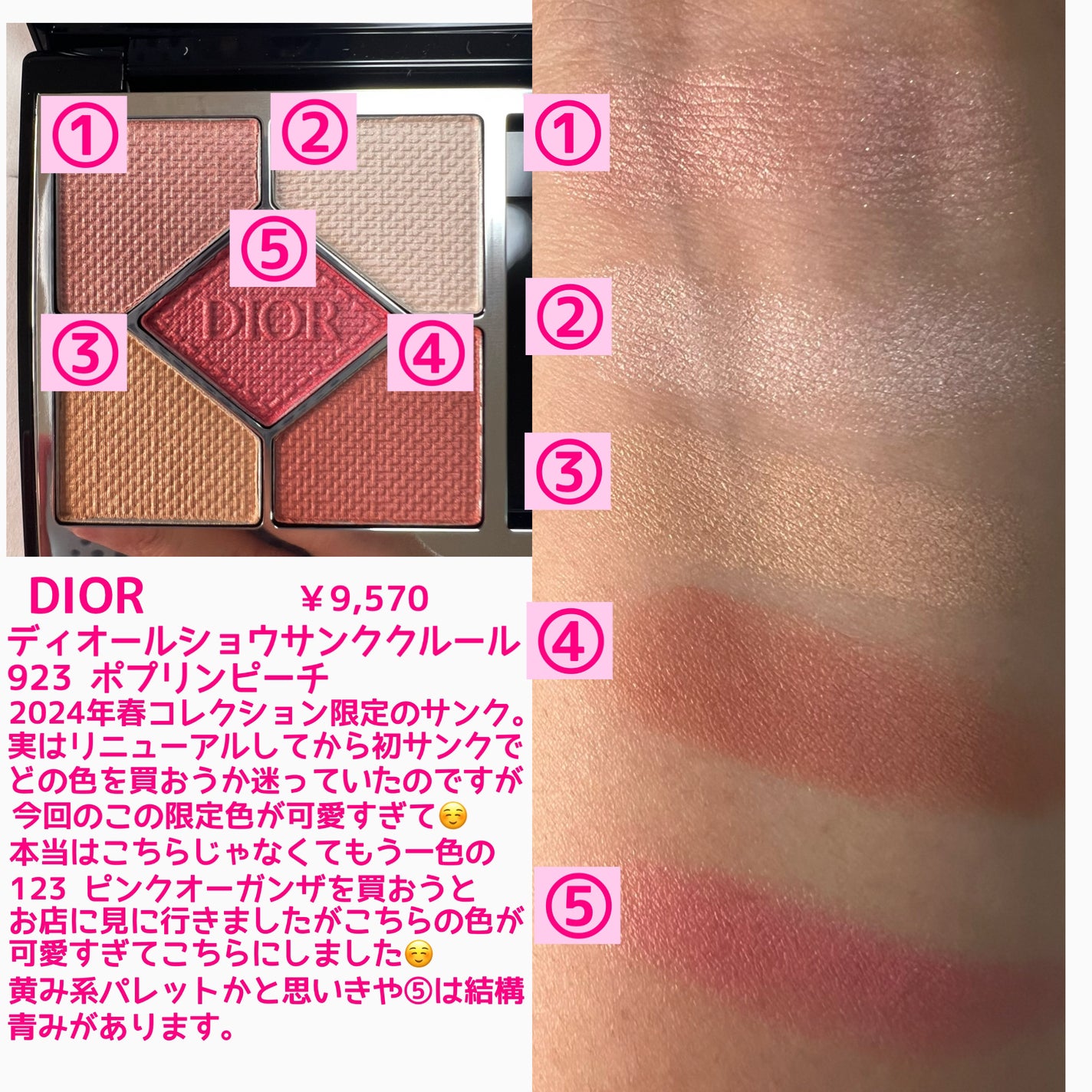 【旧】ディオールショウ サンク クルール (スプリング コレクション 2024 限定品)/Dior/アイシャドウを使ったクチコミ(2枚目)