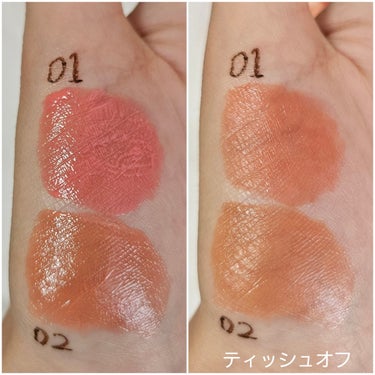 ピュアグロッシーティント 02 Peach with a spring/CLIO/口紅を使ったクチコミ（3枚目）