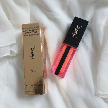 ルージュ ピュールクチュール ヴェルニ ウォーターステイン 604 (WEB限定） ピーチ プランジ/YVES SAINT LAURENT BEAUTE/口紅を使ったクチコミ（3枚目）