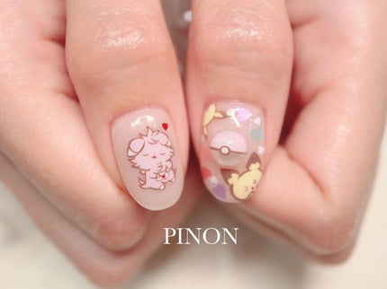#ニャスパーネイル,#ポケモンネイル,#キャラネイル,#バレンタインネイルのネイルデザイン