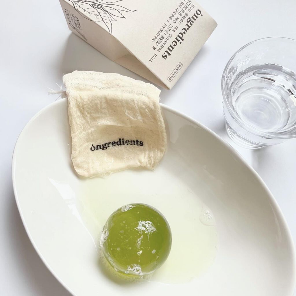 Jeju Green Tea Cleansing Ball/Ongredients/洗顔石鹸を使ったクチコミ(4枚目)