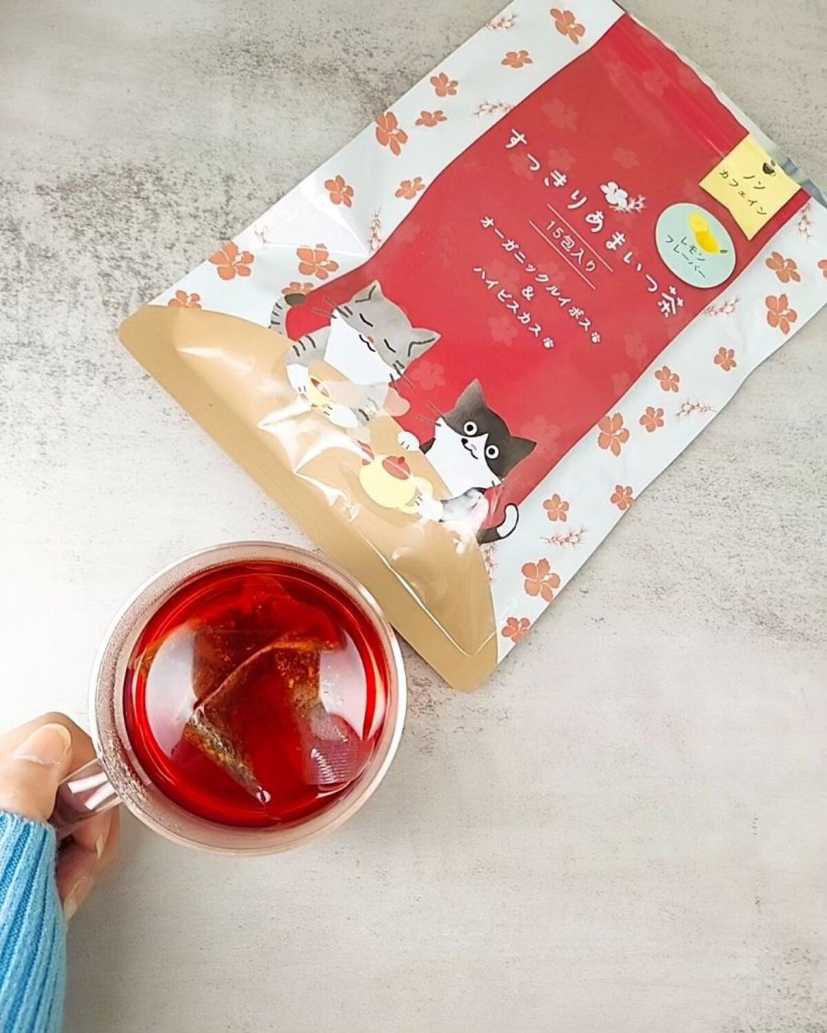 オーガニック ルイボス&ハイビスカスティー すっきりあまいっ茶 レモンフレーバー ノンカフェイン/感謝のしるし/ドリンクを使ったクチコミ（1枚目）