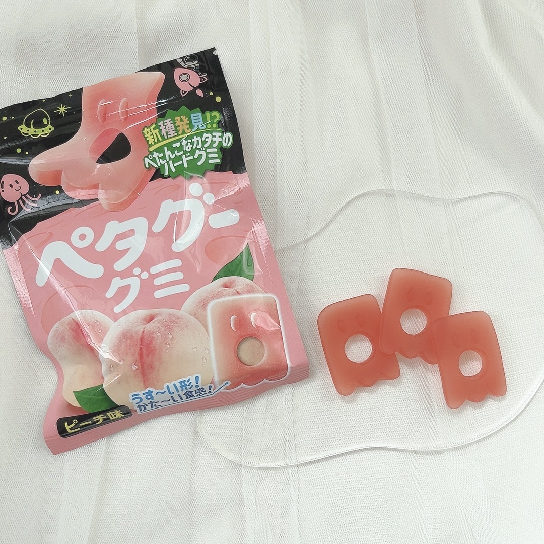 ノーベル製菓 ペタグーグミのクチコミ「\見た目も可愛いし美味しい🍑/



♡ ••┈┈┈┈┈┈┈┈•• ♡

ノーベル

ペタグー.....」（1枚目）