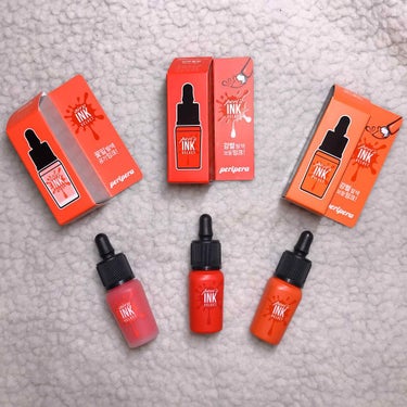 PERIPERAのティント！

——————-**
左から、、
PERIPERAで1番最近発売されたティント、
INK The Airy VELVET 2号 pretty orange pink
オレン