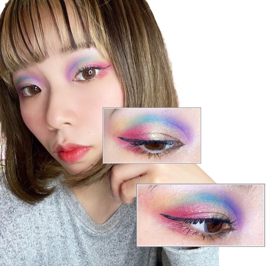 かわもと しおん on LIPS 「#rainbowmakeup🌈・ちょっとしたお遊びメイク!#海..」(2枚目)