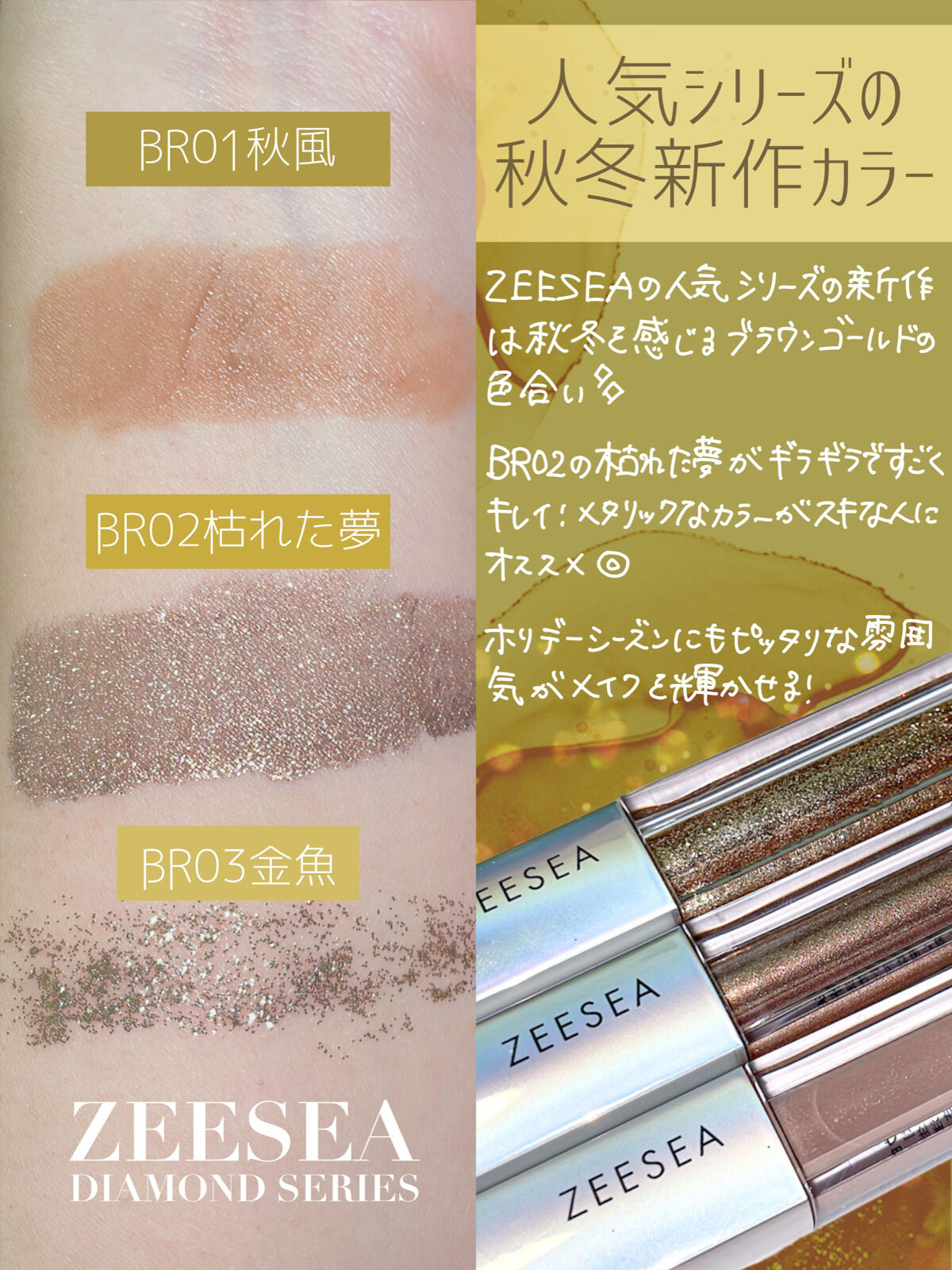 ダイヤモンドシリーズ 星空リキッドアイシャドウ BR 02 枯れた夢/ZEESEA/リキッドアイシャドウを使ったクチコミ（3枚目）