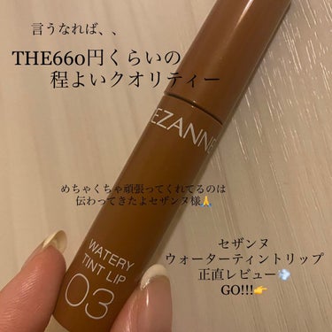 めちゃくちゃ正直にレビュー😅！

セザンヌ🌱
💄ウォーターティントリップ
🤎03ベージュブラウン

めちゃくちゃ好みの色そうでずっと買うか悩んで、買った商品😂

塗りやすさ的にはストレスフリー！スルスル