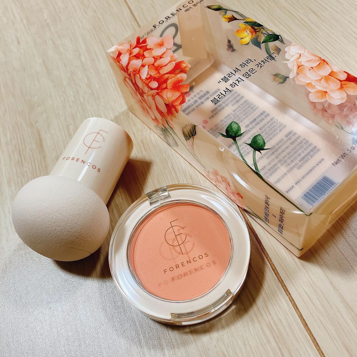 ベアブラッシャー パフ付き/フォレンコス/パウダーチークを使ったクチコミ(1枚目)