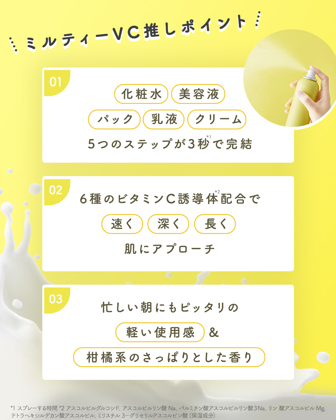 ミルティー モイスチャーミルクスプレー VC/ナリスアップ/オールインワン化粧品を使ったクチコミ（2枚目）