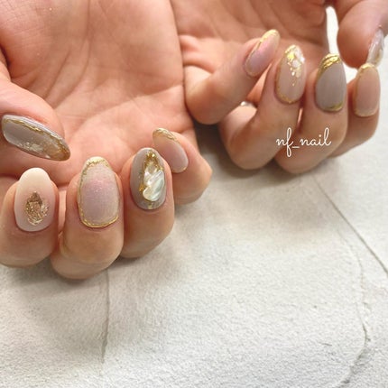 #ネイル,#ジェルネイル,#ニュアンスネイル,#キラキラネイル,#大人ネイル,#グレージュネイルのネイルデザイン