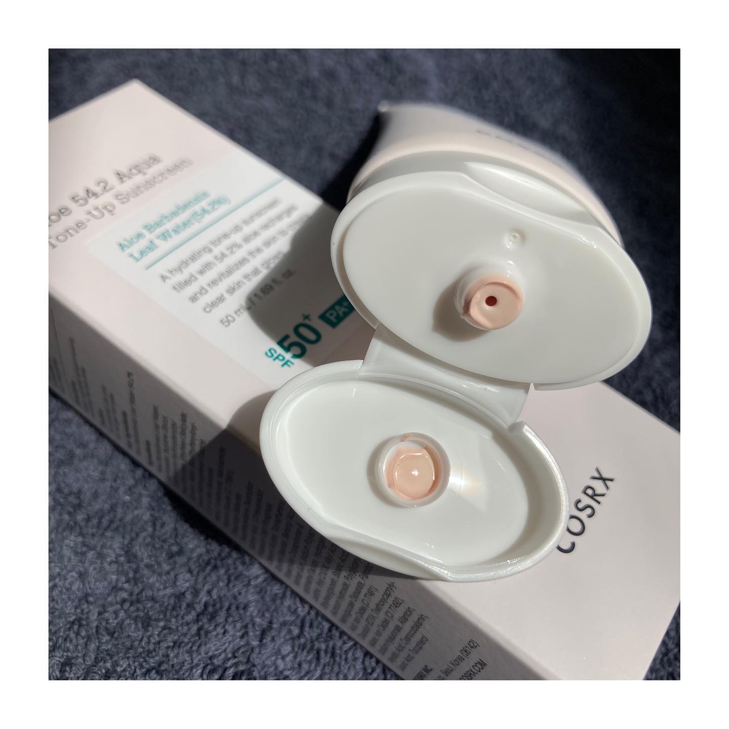 アロエ54.2アクアトーンアップUVクリーム　SPF50+ PA++++/COSRX/日焼け止めクリームを使ったクチコミ（3枚目）