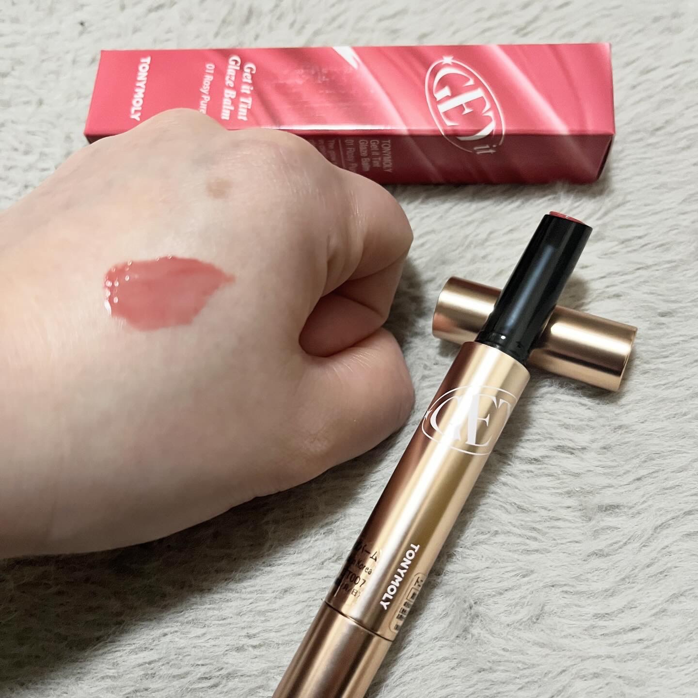 ゲットイットティントグレーズバーム 01 ローズピューレ/TONYMOLY/リップティントを使ったクチコミ（3枚目）