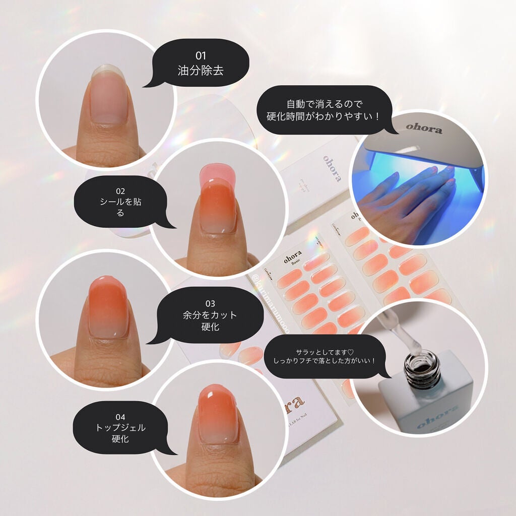 セミキュアジェルネイル(ハンド)/ohora/ネイルシールを使ったクチコミ(2枚目)