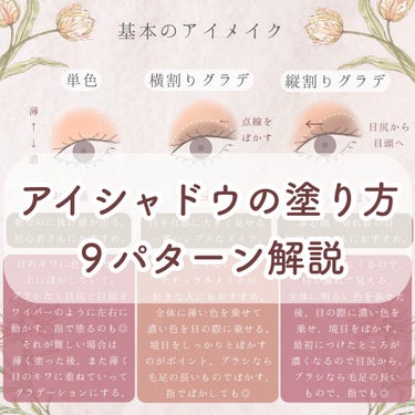 ぽん on LIPS 「アイシャドウの塗り方を９パターン解説しました🌼アイシャドウの入..」（1枚目）